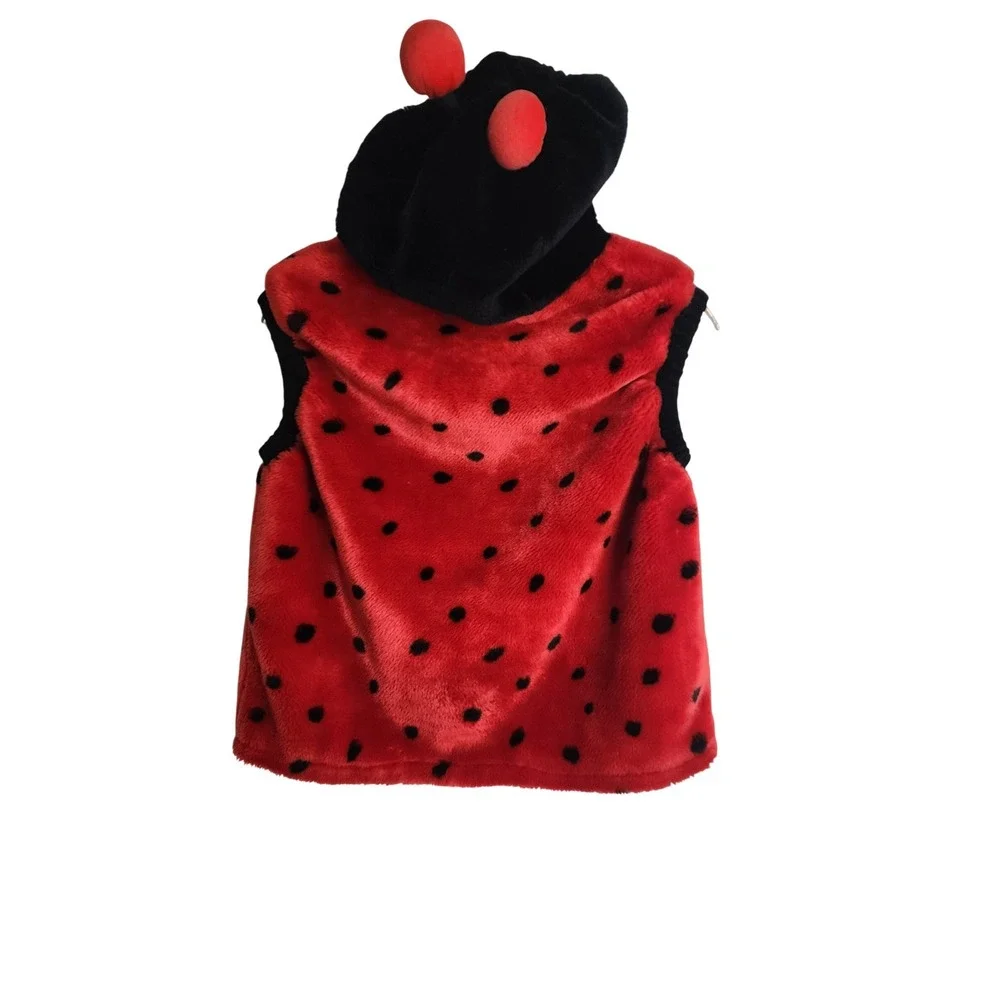 Celebration Halloween Kids Ladybug Plush Hooded Costume‎ Vest Red Black Large